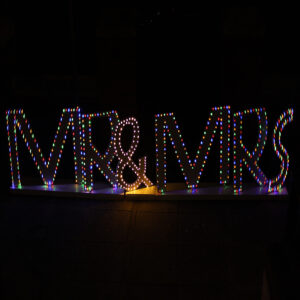 Mr & Mrs Coloured LED Sign Photo